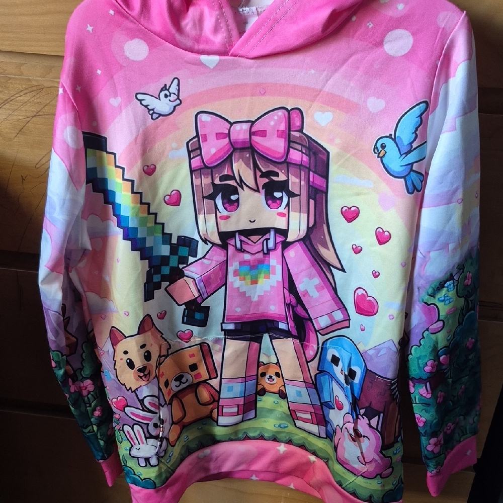 🆕 Pink Minecraft-Style Hoodie
